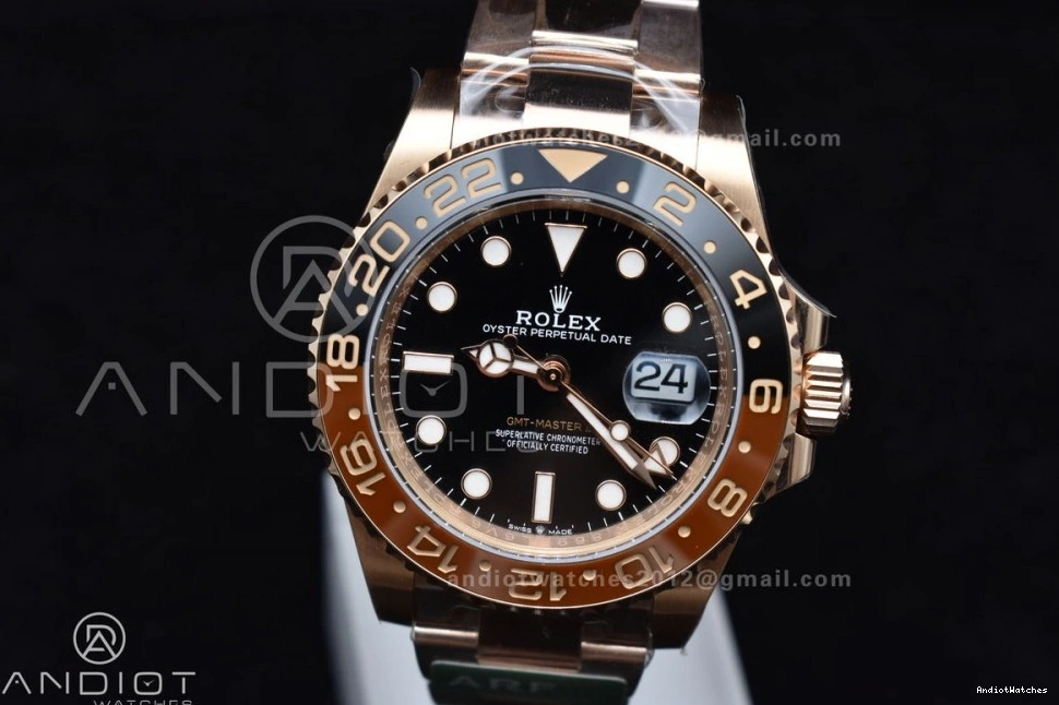 SS 864 ARF Edition II 1:1 CHS GMT Master New RG on SH3285 Bracelet 126715 CHNR 904L WrinkleFree Best 0325